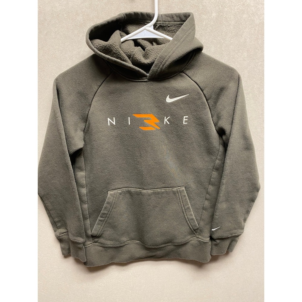 Nike 3Brand Kids Hoodie Olive Green M 10-12 Pullover Fleece